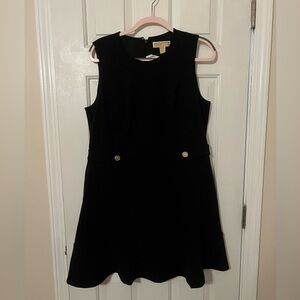 Michael Kors Black Sleeveless Dress with Gold Accents